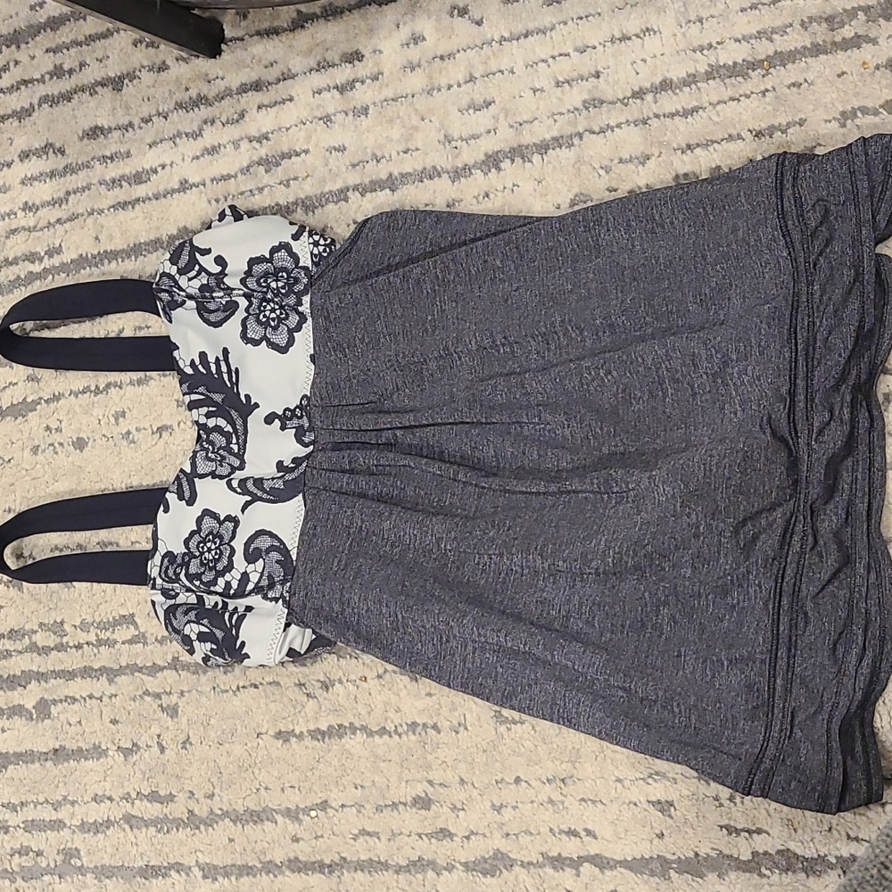 Lululemon Run: Back On Track Tank Black / Laceoflage Polar Cream Black - Picture 7 of 10